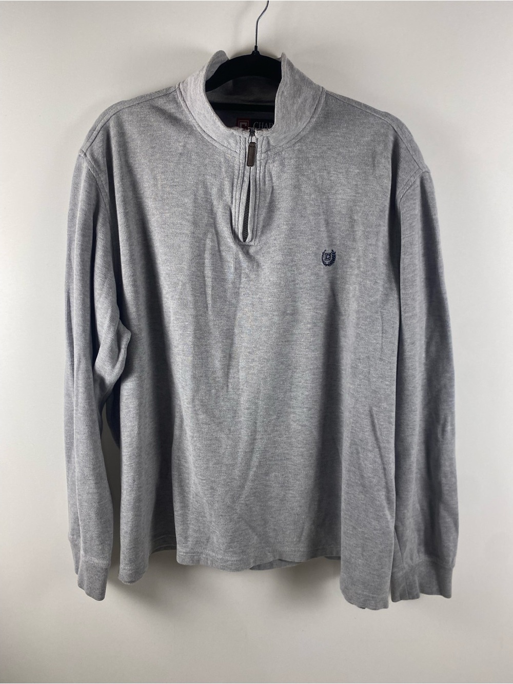 Chaps Gray Quarter-Zip Long Sleeve Sweater Size XL